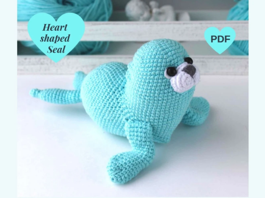Amigurumi pattern Crochet heart shaped sea lion PDF stuffed seal 1 tjulen mk foto 3