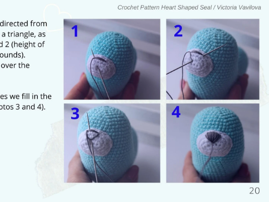 Amigurumi pattern Crochet heart shaped sea lion PDF stuffed seal 3 tjulen mk foto 7