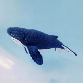 Crochet whale pattern. Realistic amigurumi animal ornament.