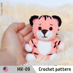 Crochet pattern little tiger. Amigurumi animal toys. ENG
