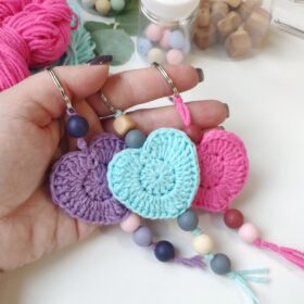 Crochet keychain heart