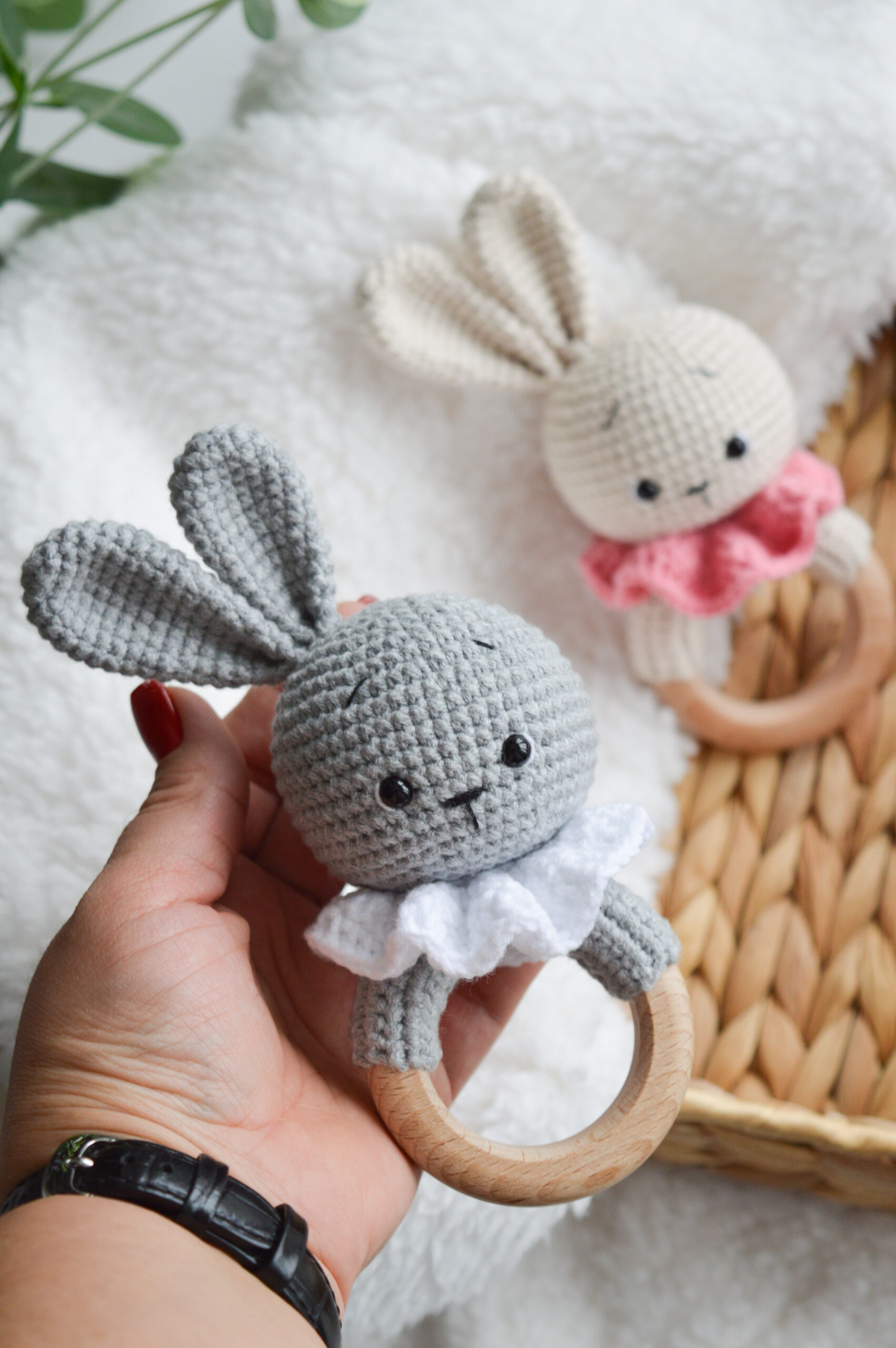 Plush Gifts, Cute Bunny Baby Rattle Crochet Plushies, Stuffed Cute