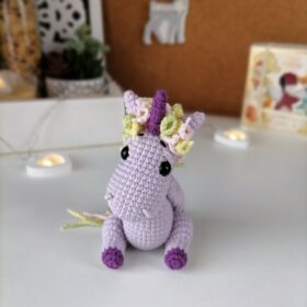 Soft mini toy lilac unicorn sitting