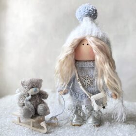 Textile doll with Teddy bear