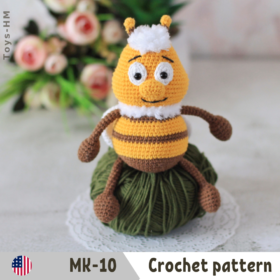 Crochet pattern bee Finch. Amigurumi animal toys. ENG