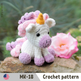 Crochet pattern little unicorn. Amigurumi animal toys. ENG