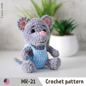 Crochet pattern little mouse. Amigurumi animal toys. ENG
