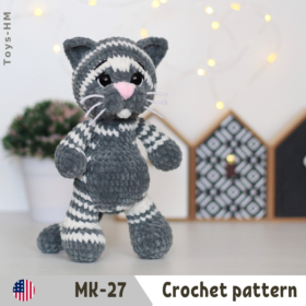 Crochet pattern cat. Amigurumi animal toys. ENG