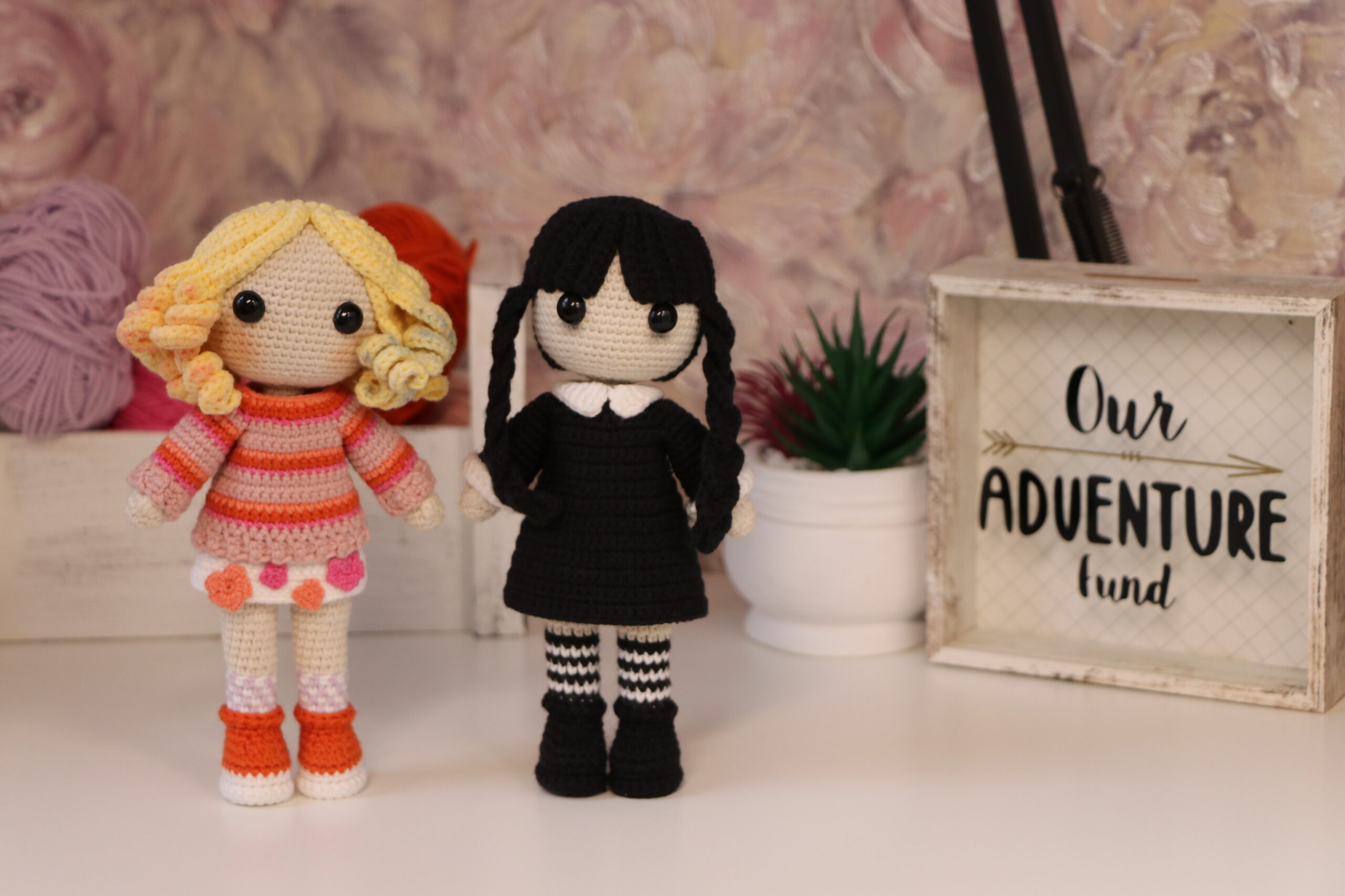 Miniature Wednesday and Enid Crochet Kit, Amigurumi Kit, Miniature Doll Kit  