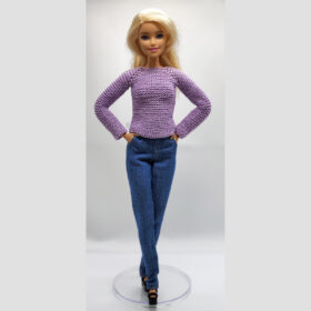 Lilac pullover for Barbie doll.