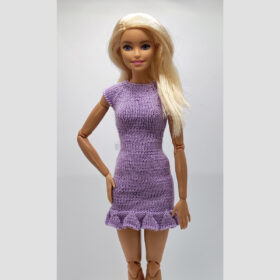Lilac dress with short sleeves for Barbie doll.