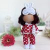 Doll in pajamas and a sleep mask with a pillow Textile tilde doll