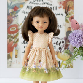 Paola Reina Las Amigas doll in a handmade Easter dress