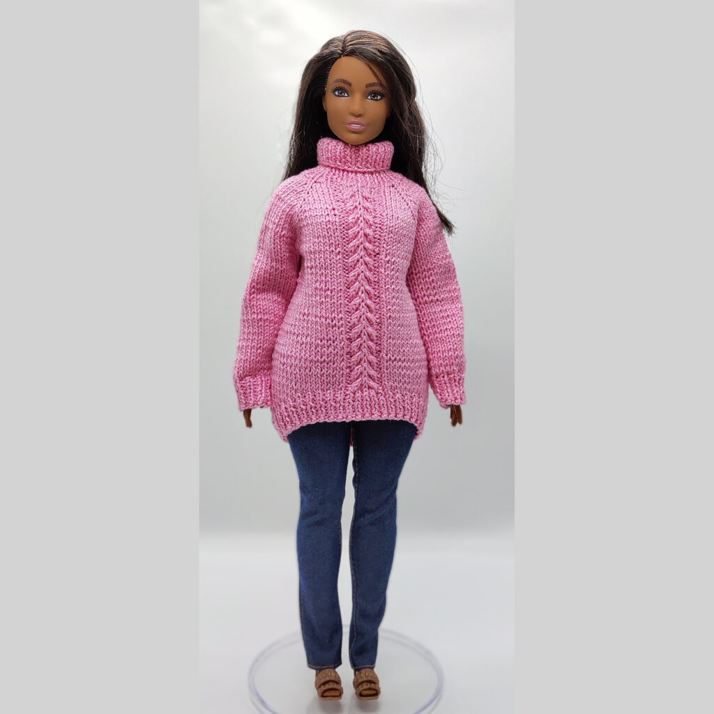 Pink sweater for Barbie doll with Logo