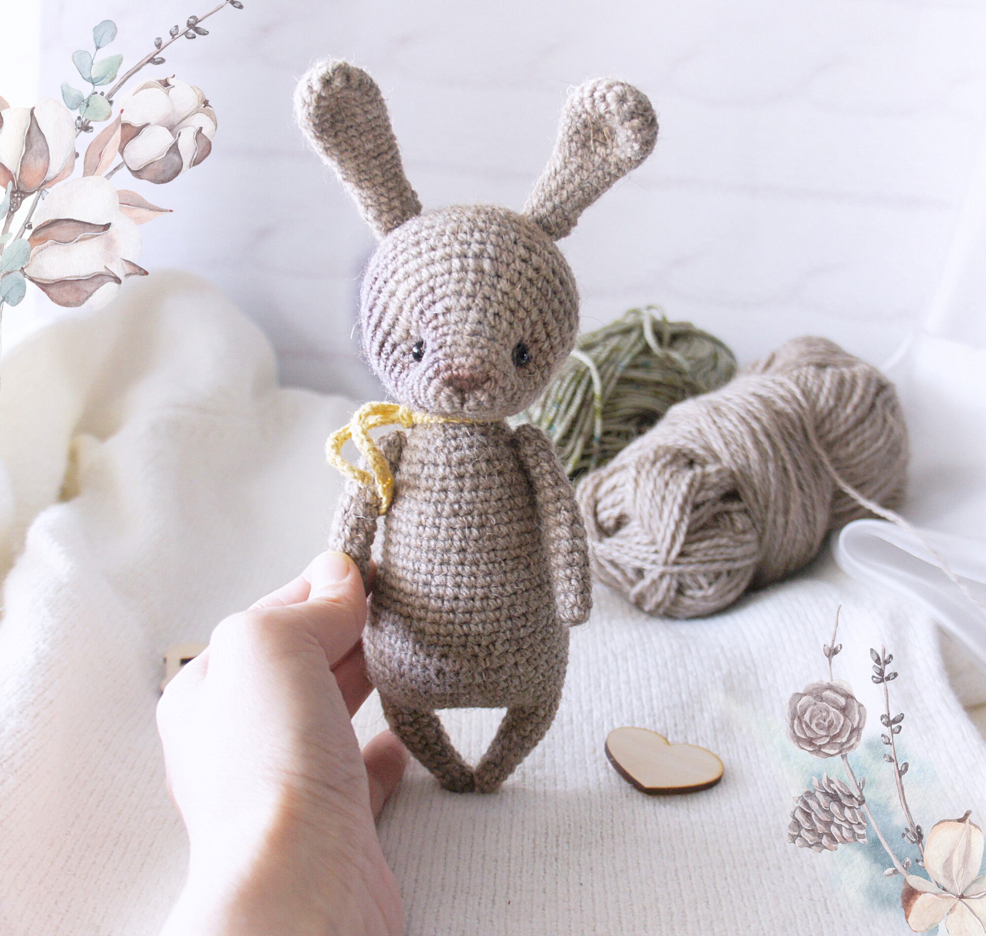 Rabbit animal doll in clothes, Bunny stuffed woodland doll