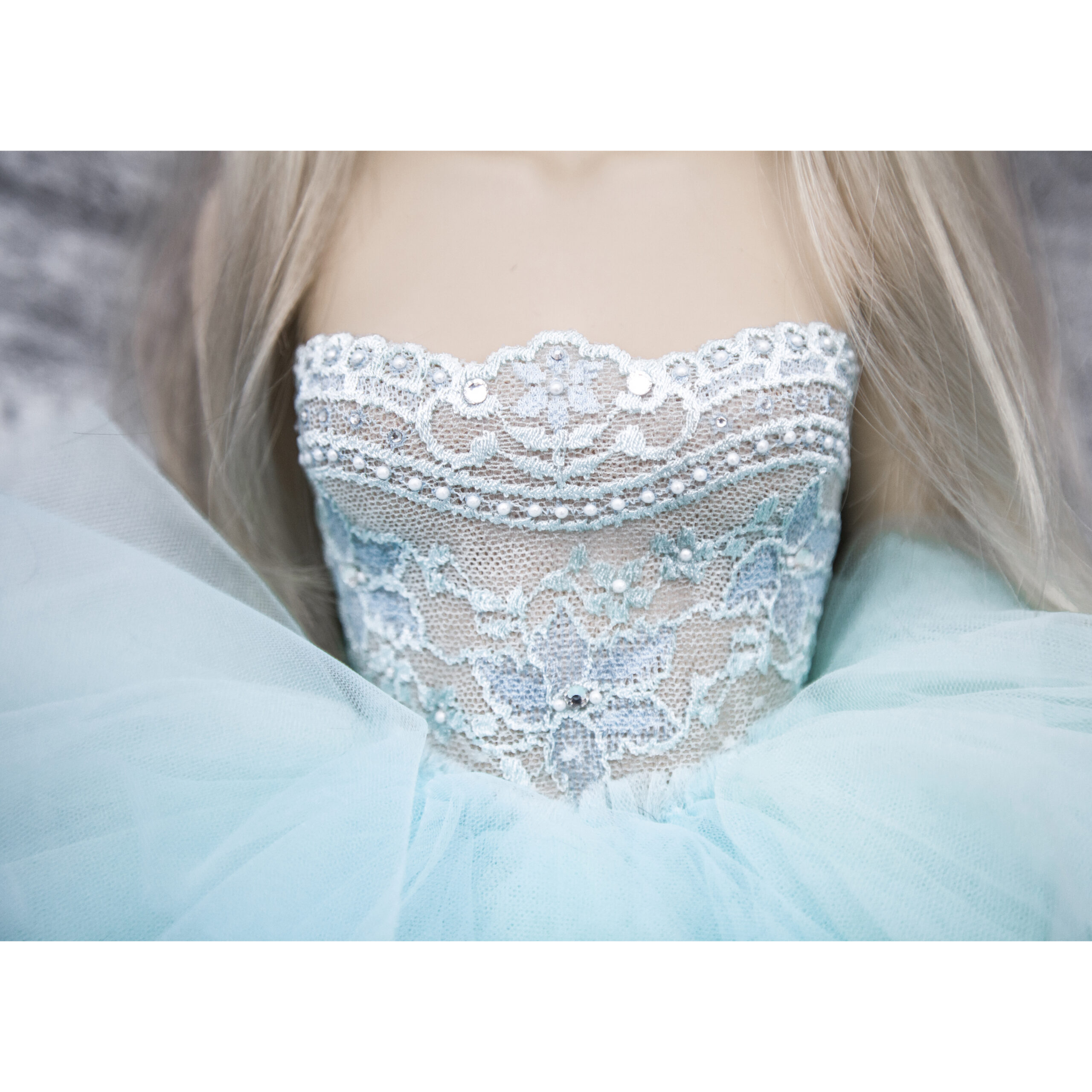 blue tulle ruffle dress Blue Tulle Lace Off-the-Shoulder High-Low Tiered Prom Dress PSK397 US12 / As Picture main image 0