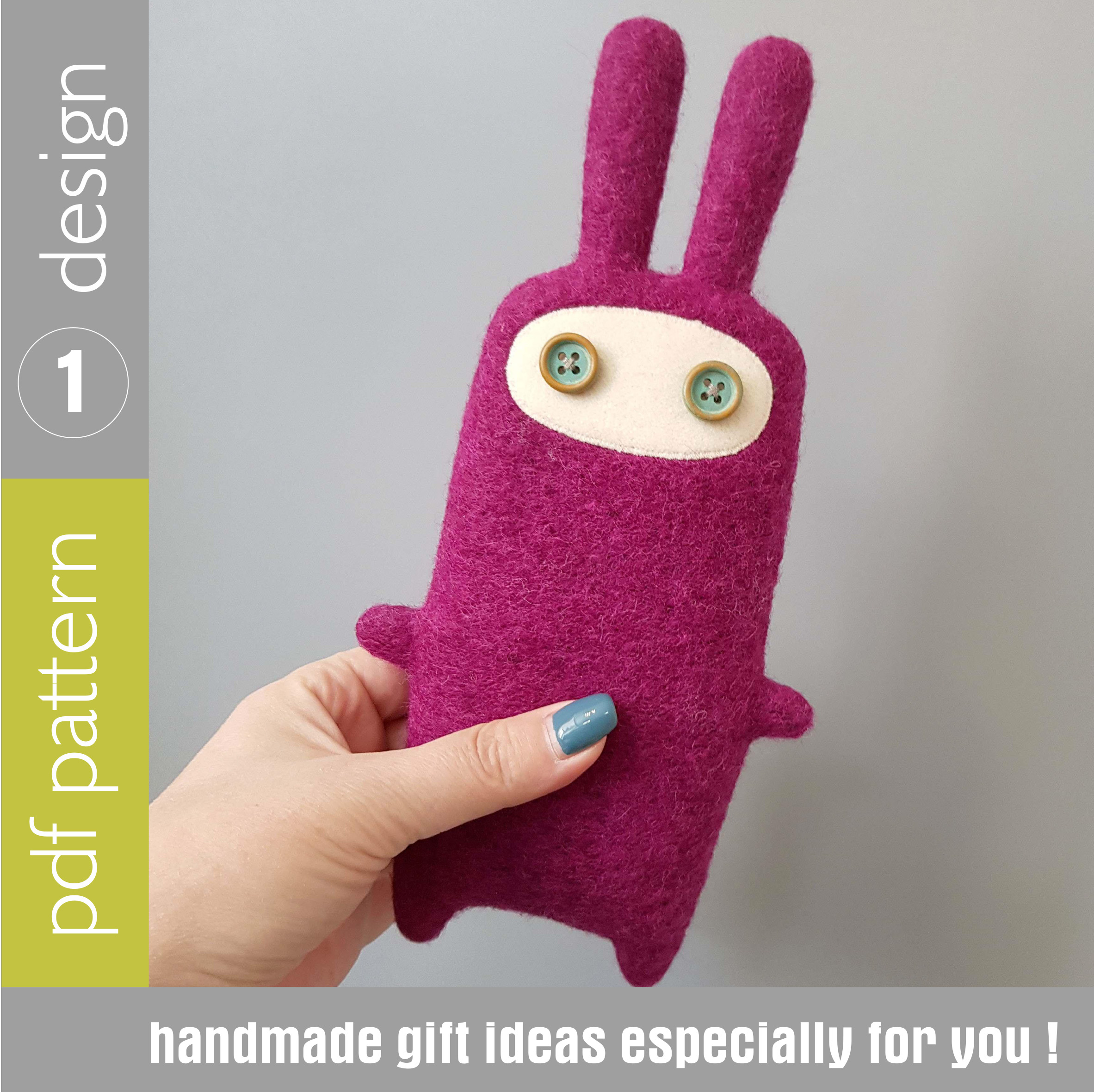 bunny doll sewing pattern pdf big pink rabbit - DailyDoll Shop