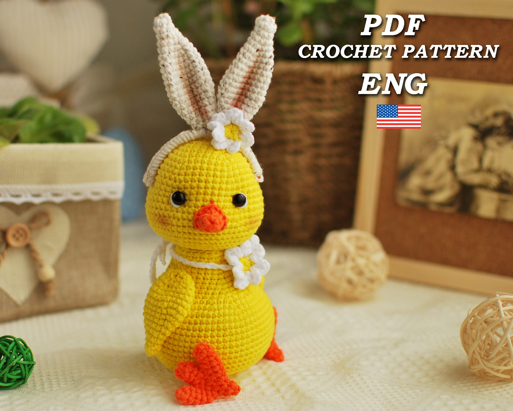 Crochet Chicken easter pattern PDF in Eng size 5,1amigurumi