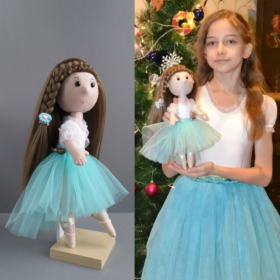 Personalized fabric Ballerina doll by photo to order