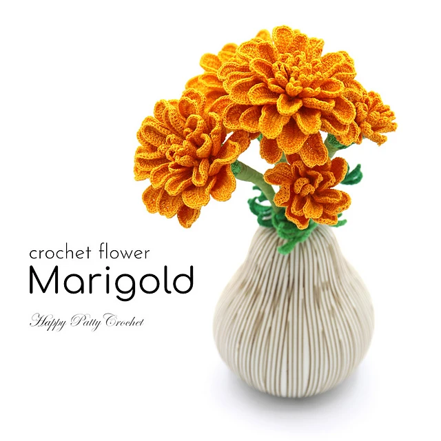 African marigold FlowerCrochet Pattern，PDF Tutorial, Flower pattern，ENGLISH. pdf
