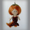 Little Mermaid Fox with red long hair, red tail; tilda; christmas tree toy