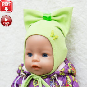Hat pattern with bow for Baby Born doll 43cm