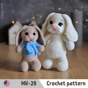 Crochet pattern bunny. Amigurumi animal toys.