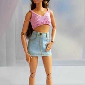 Barbie doll outfit realistic denim mini skirt