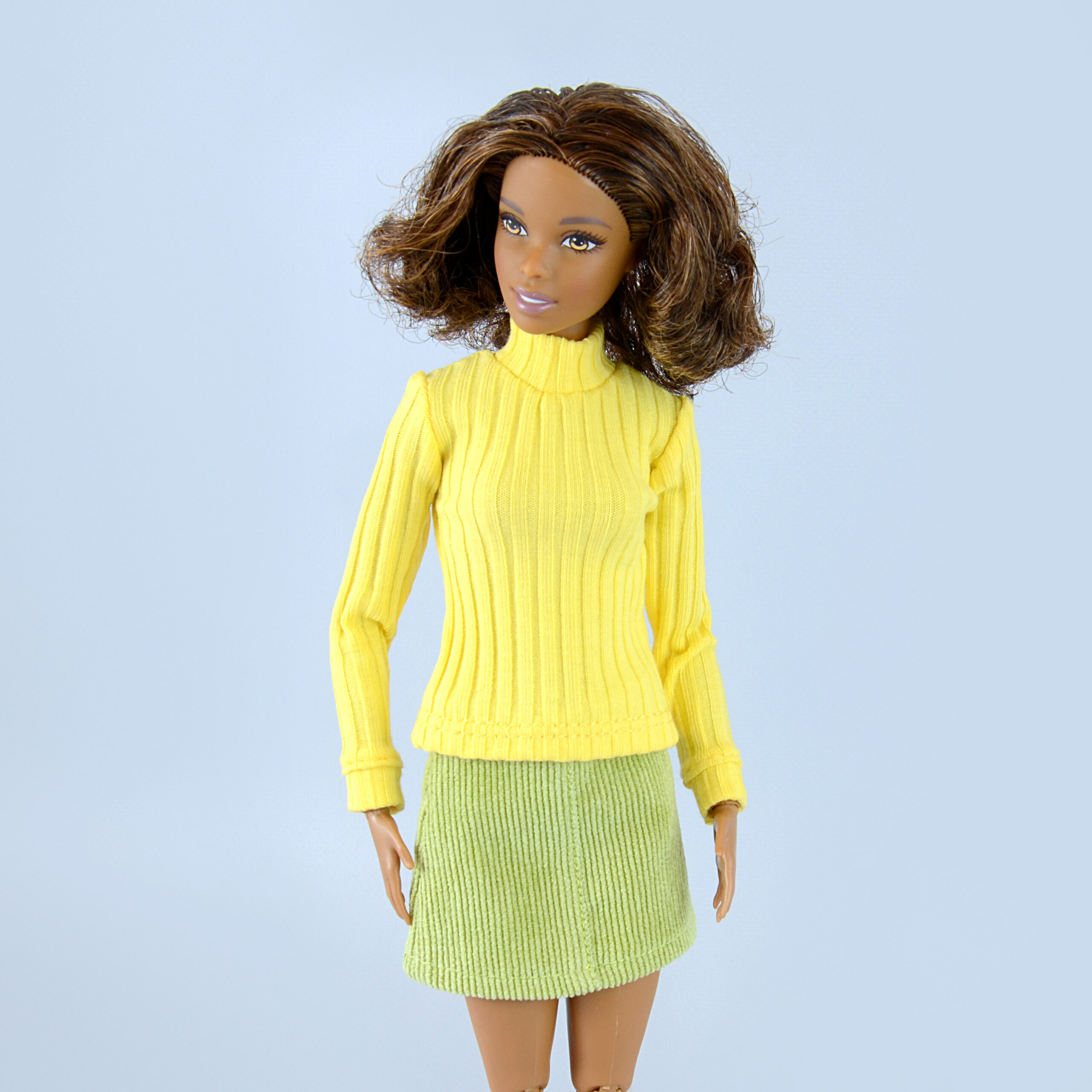 Set of clothes for Barbie dolls (turtleneck, corduroy skirt)