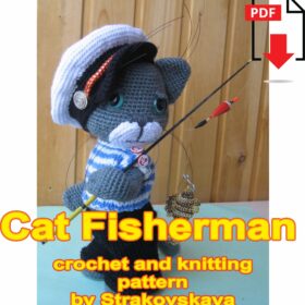 Cat Fisherman eng crochet and knitting pattern by Strakovskaya