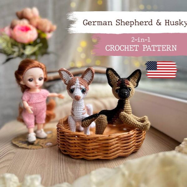 German Shepherd and Husky crochet pattern