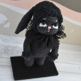 Black Bunny Doll Crochet Fantasy Animal Toy Art Doll