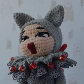Cat Girl Doll Crochet Fantasy Animal Toy Gray Cat Art Doll