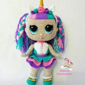Crochet pattern Doll Unicorn.