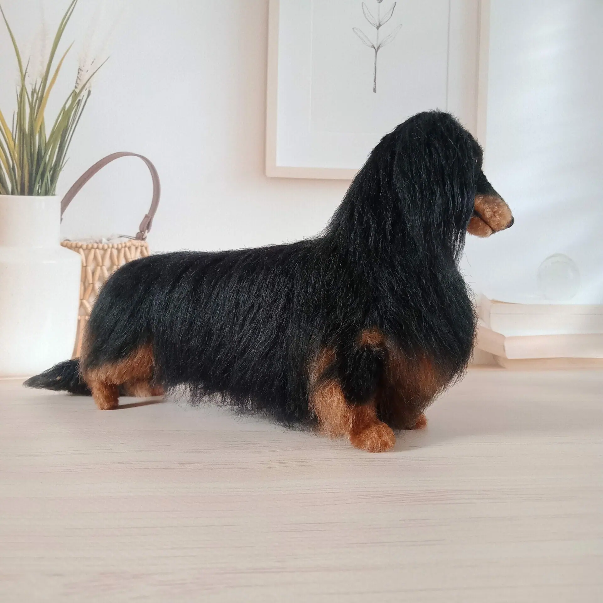 Custom Miniature Realistic Longhaired Dachshund Black and Tan 4 img20230512112325.jpg