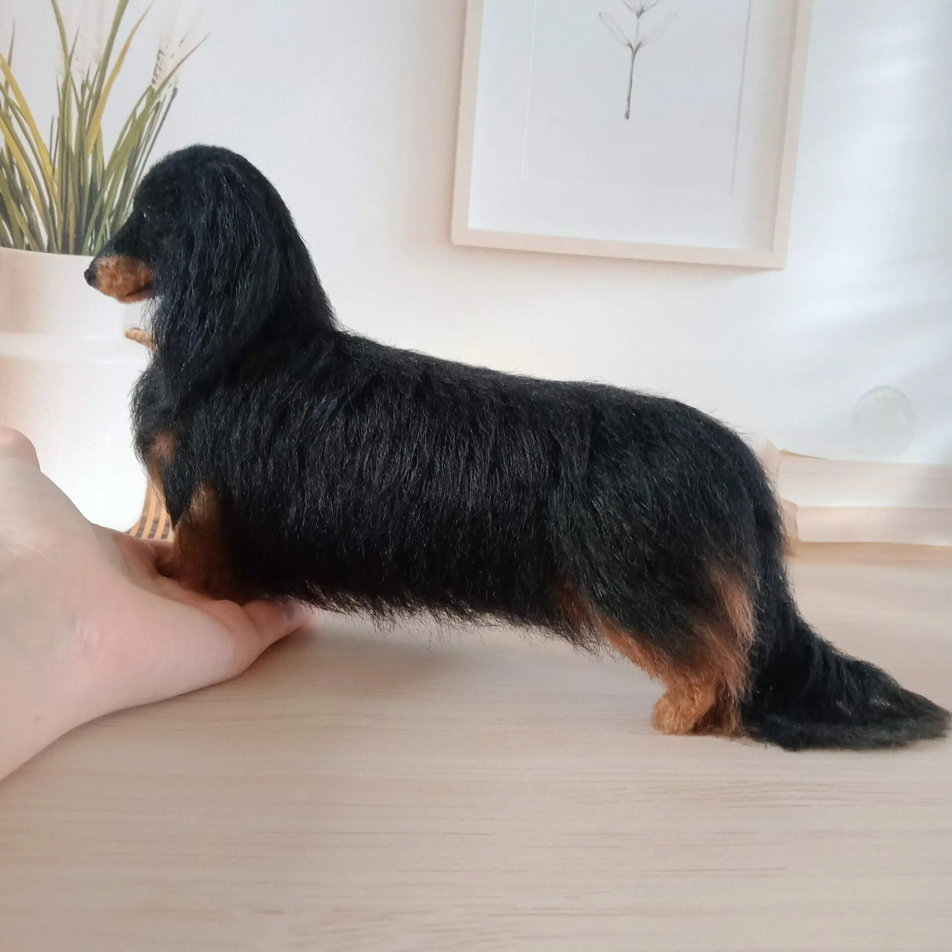 Custom Miniature Realistic Longhaired Dachshund Black and Tan 5 img20230512112409.jpg
