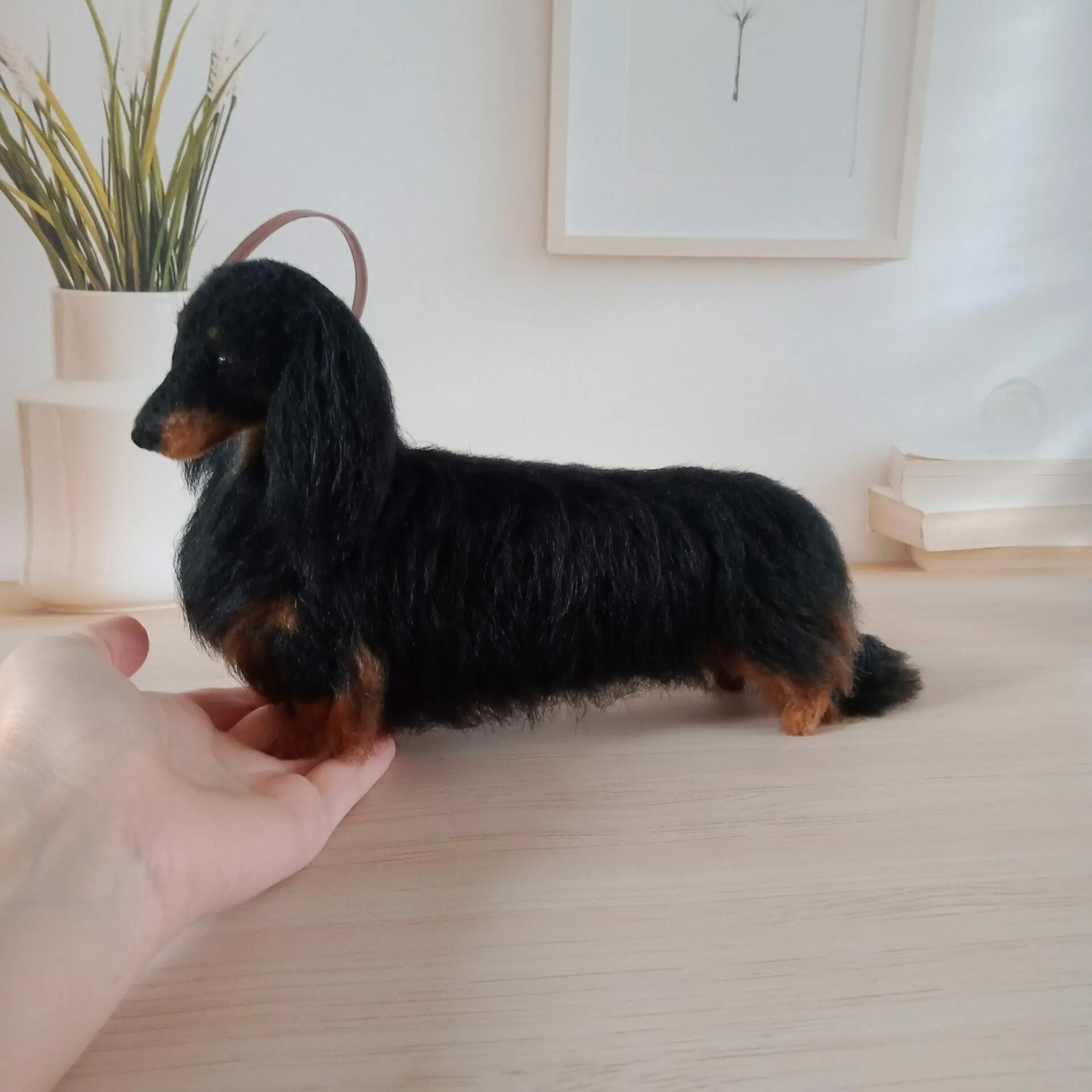 Custom Miniature Realistic Longhaired Dachshund Black and Tan 6 img20230512112426.jpg