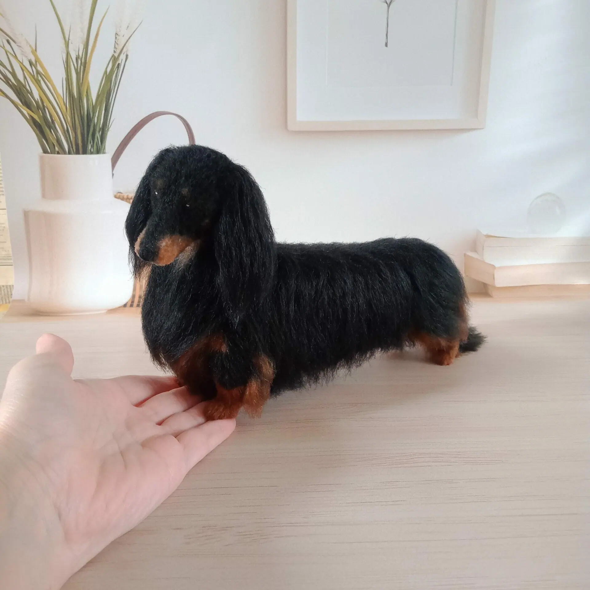 Custom Miniature Realistic Longhaired Dachshund Black and Tan 8 img20230512112504.jpg
