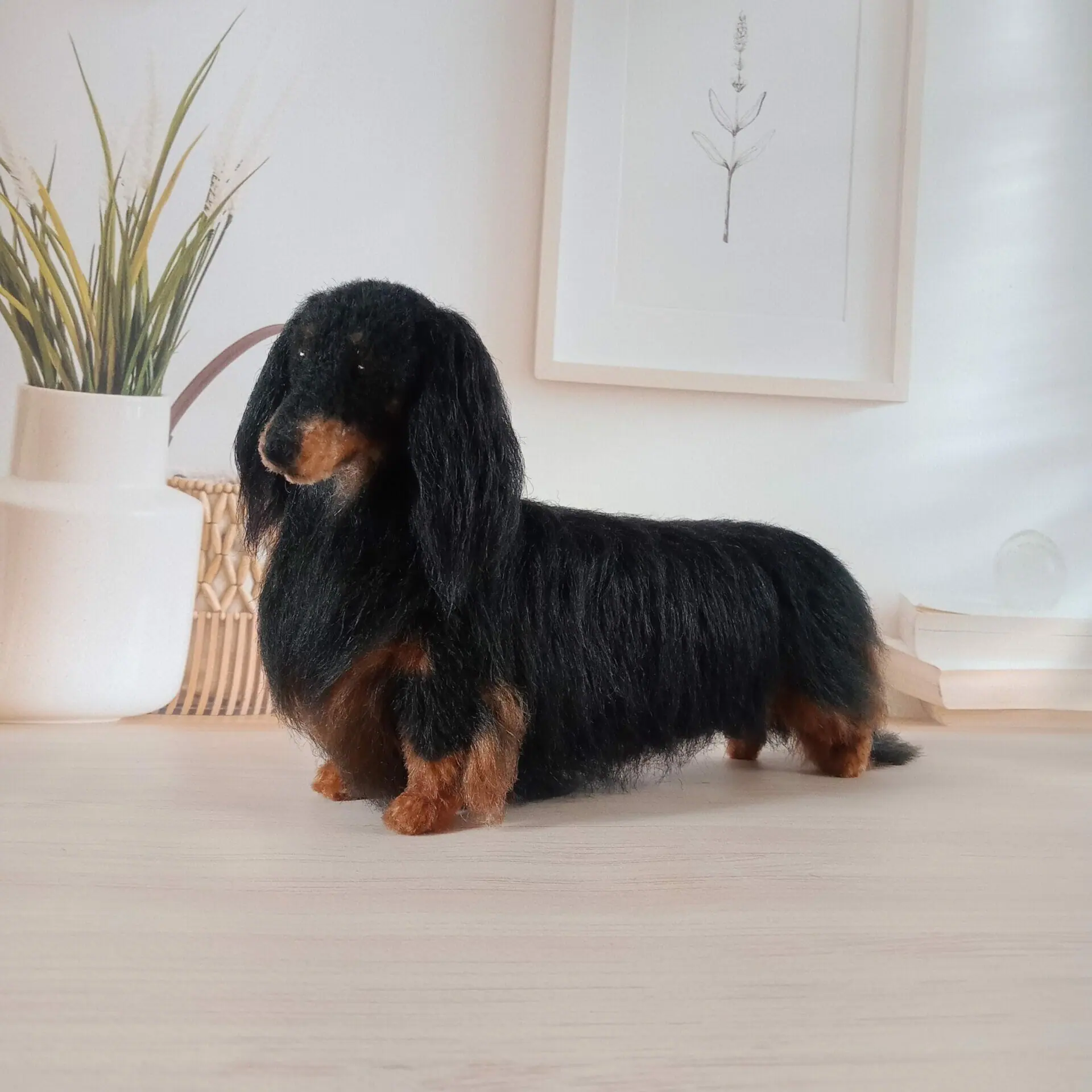 Custom Miniature Realistic Longhaired Dachshund Black and Tan 9 img20230512112539.jpg