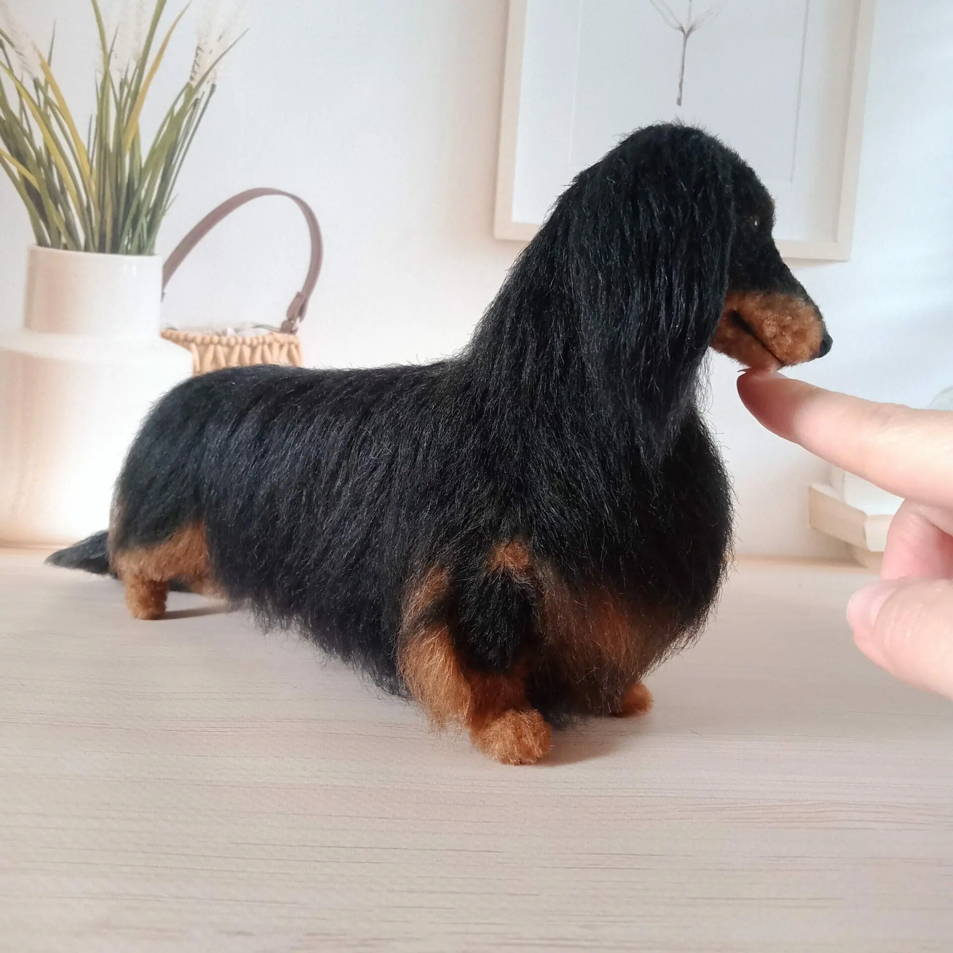 Custom Miniature Realistic Longhaired Dachshund Black and Tan 10 img20230512112644.jpg