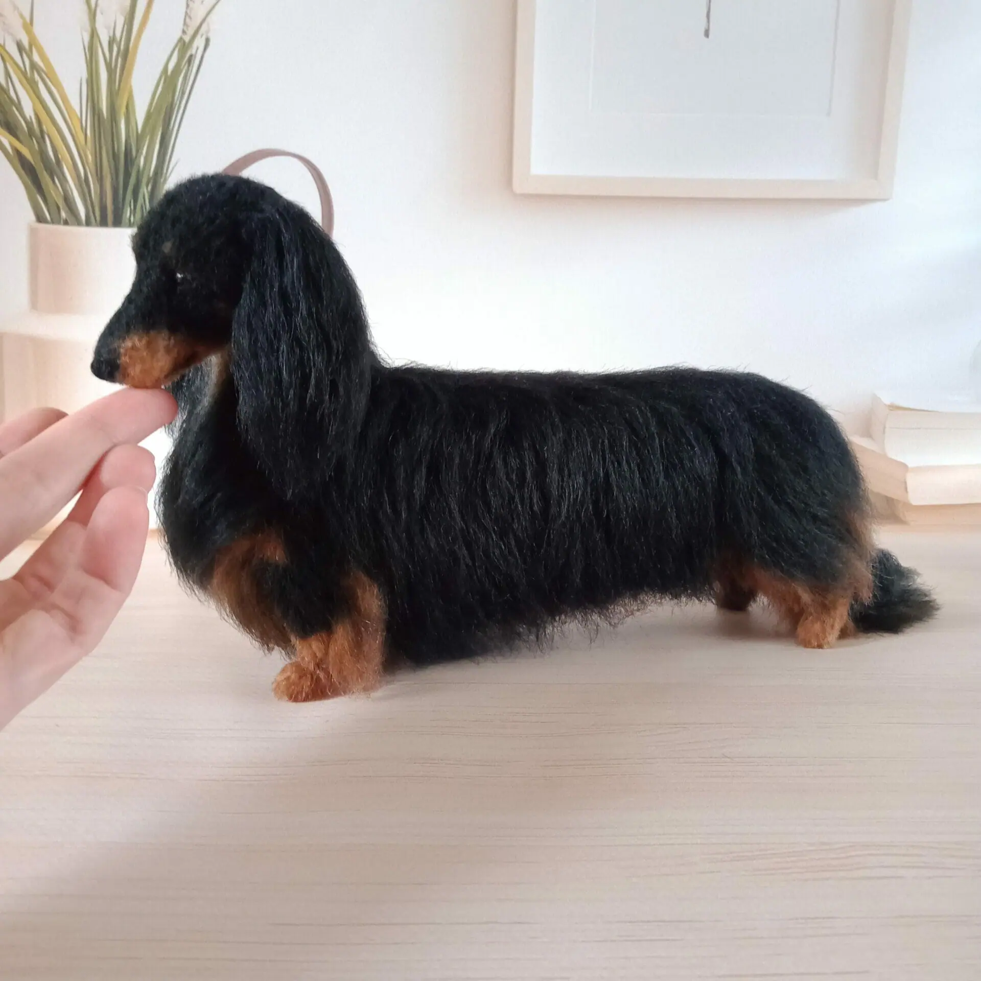 Custom Miniature Realistic Longhaired Dachshund Black and Tan 11 img20230512121948.jpg