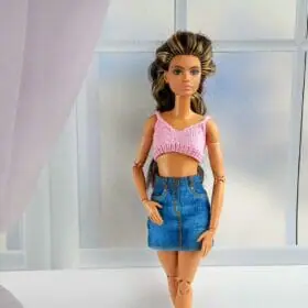 Blue denim mini skirt for a standard Barbie doll