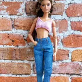 Barbie doll outfit blue realistic jeans for standard Barbie
