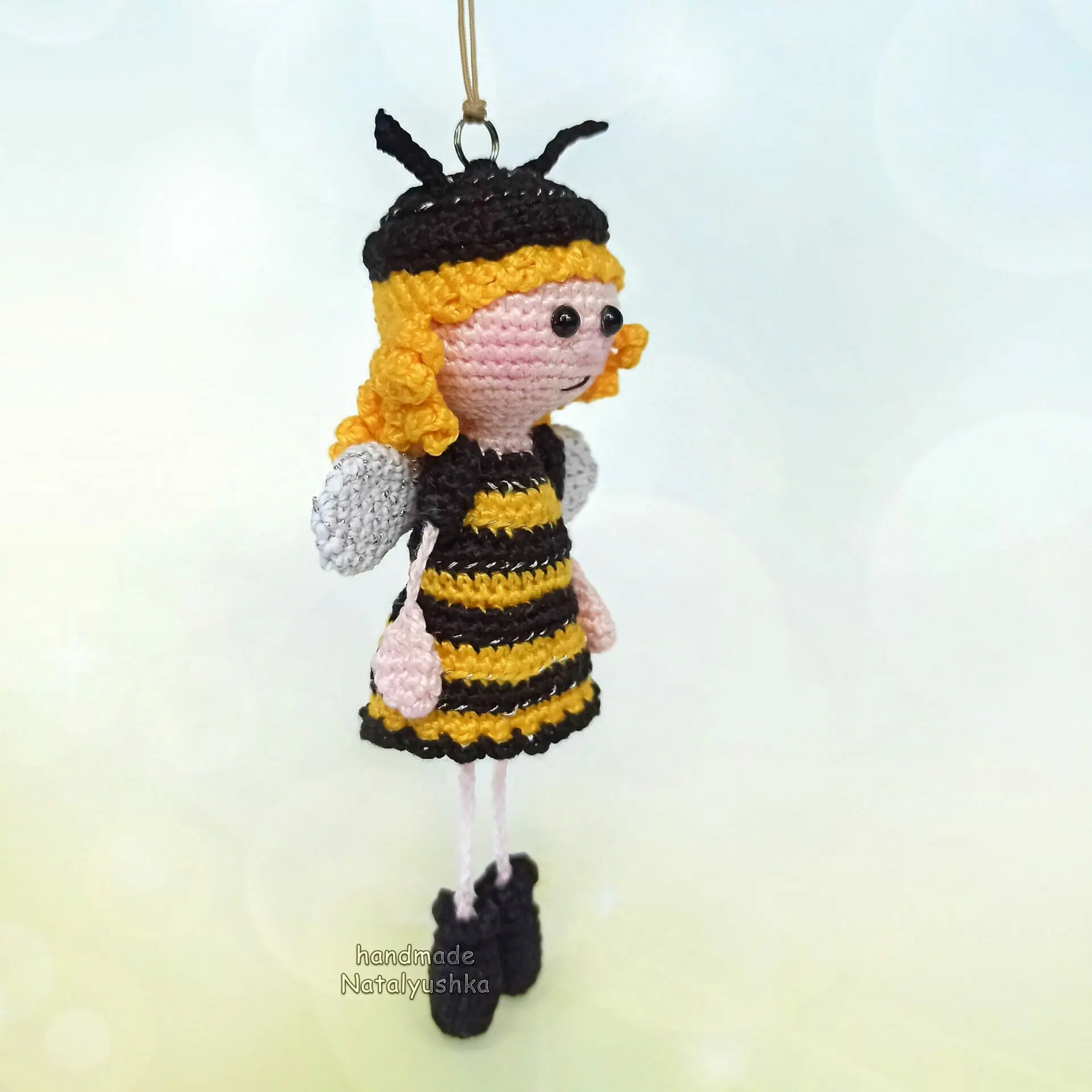 Keychain Bee Doll, Crochet Hanging bee girl 5 Crochet Hanging bee girl