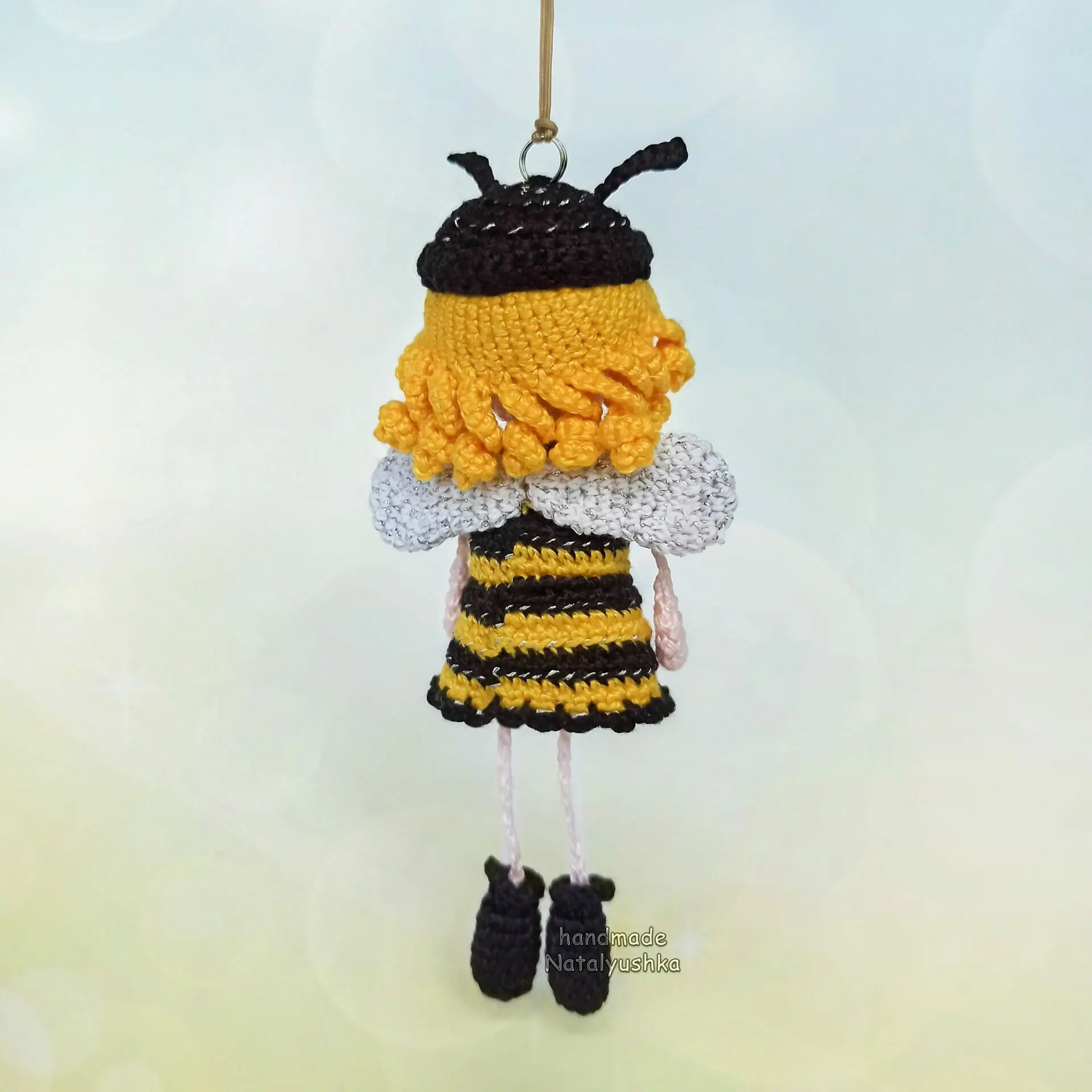 Keychain Bee Doll, Crochet Hanging bee girl 4 Crochet Hanging bee girl