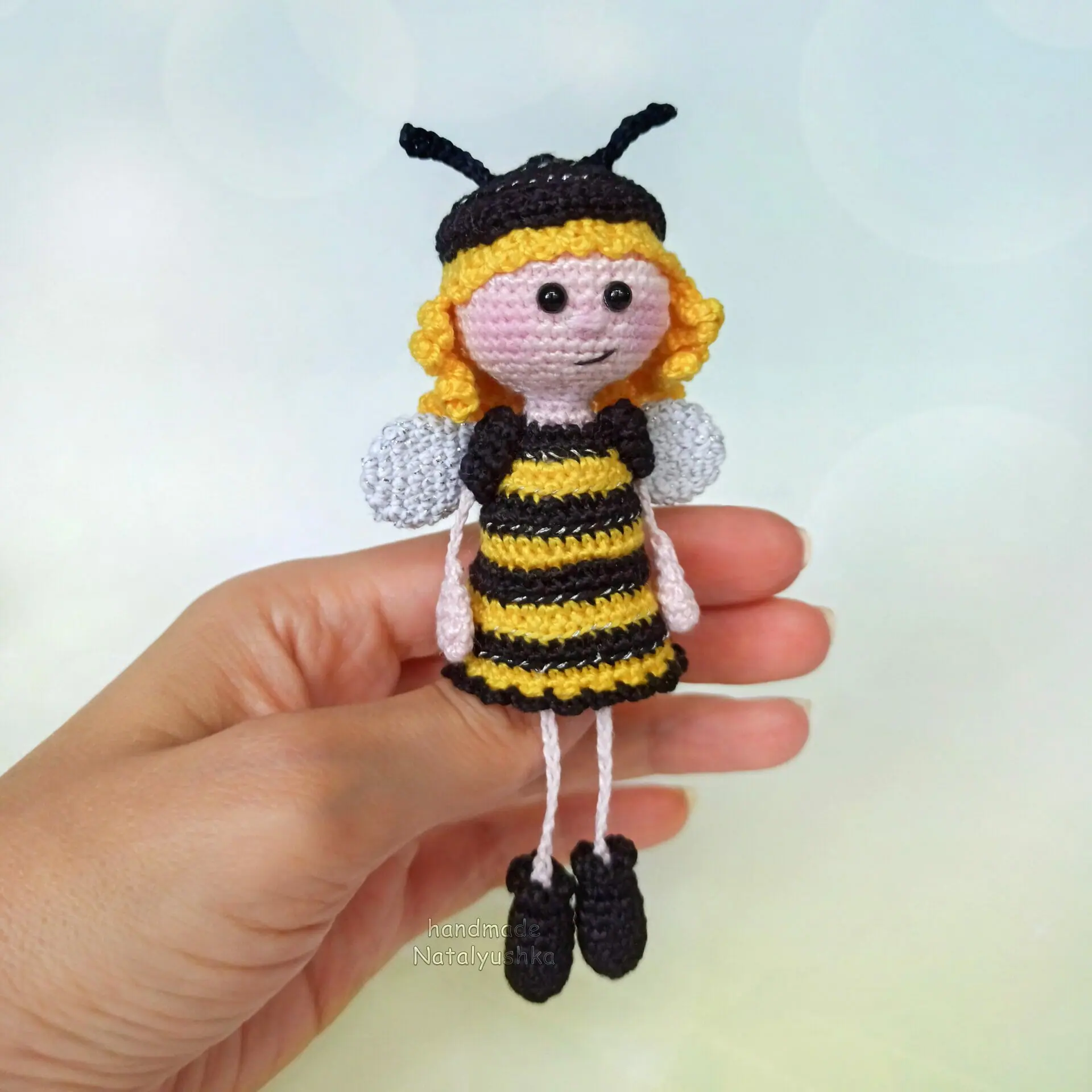 Keychain Bee Doll, Crochet Hanging bee girl 7 Crochet Hanging bee girl