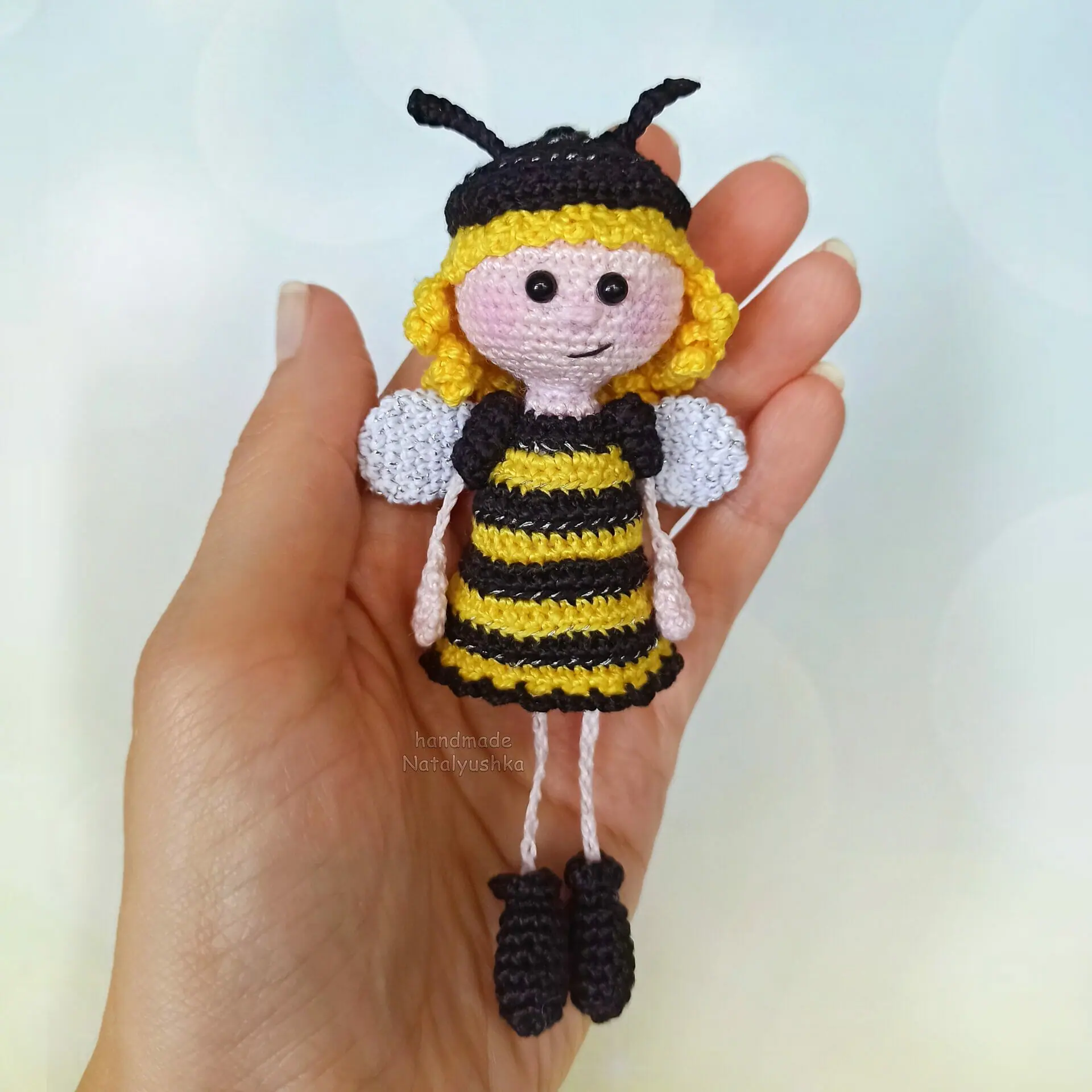 Keychain Bee Doll, Crochet Hanging bee girl 6 Keychain Bee Doll