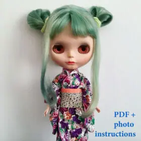Blythe doll in a kimono made according to my pattern