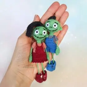 handmade Zombie girl and boy keychain