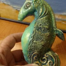 papier mache seahorse art